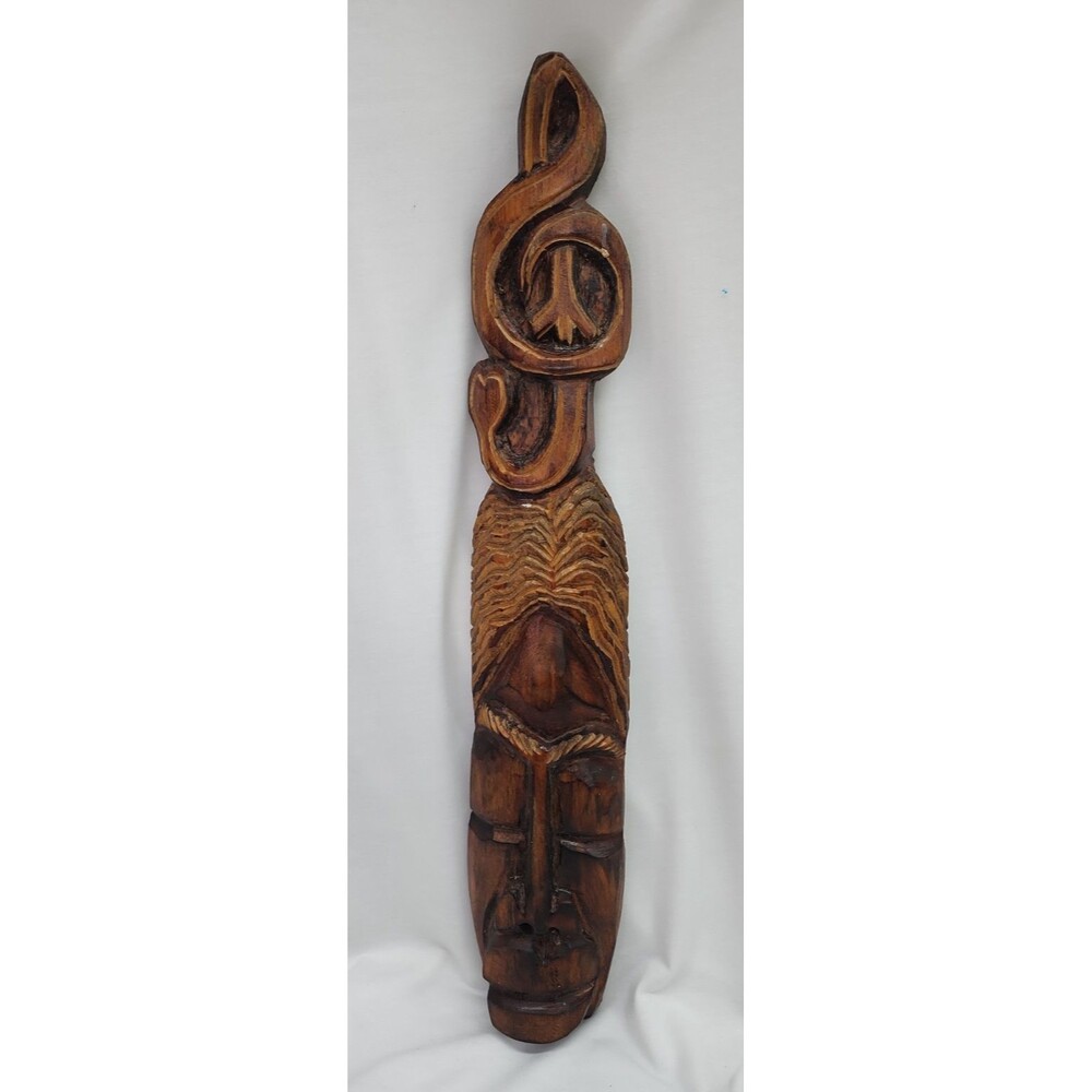 Hand Carved Bahamian Wall Hanging With Treble Clef And Peace Sign Good Condition